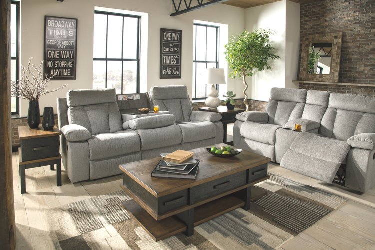 gray reclining sofa in den