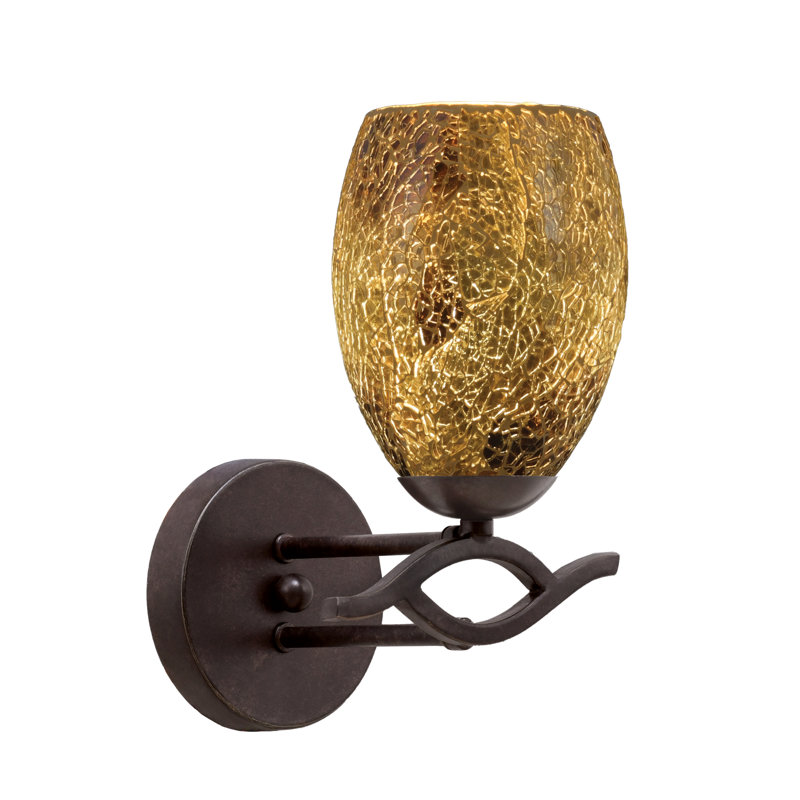 Hiroko Revo Wall Sconce Shown With 5" Black Fusion Glass, Turquoise, Dark Granite