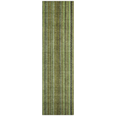Velatrix Green Washable Indoor-Outdoor Rug - LOOMLAN