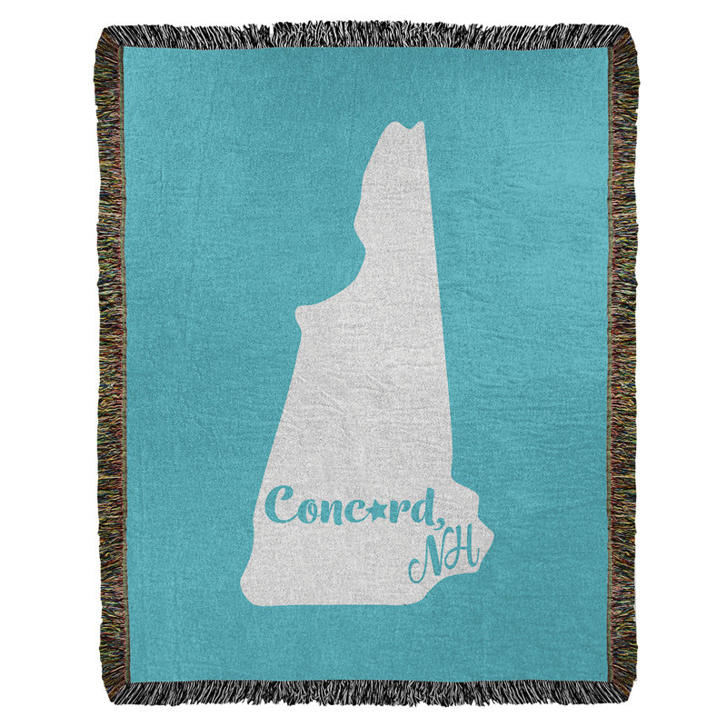 Jeté en coton tissé concord new hampshire, l 60 po x L 80 po, Bleu sarcelle