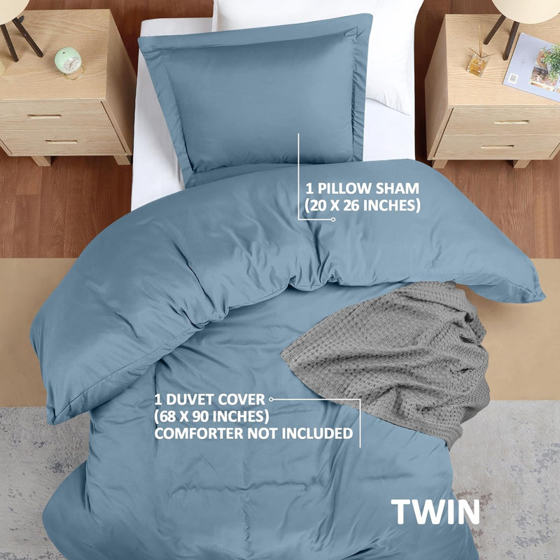 Utopia Bedding Duvet Cover Twin Size - 2 Piece with Zipper Closure - 1 Comforter Cover 68X90 Inches & 1 Pillow Sham 20X26 Inches (Dutch Blue) Comforter Not Included