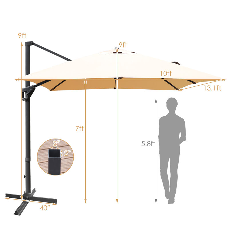 Parasol en porte-à-faux 120 po Abdullatif, Beige