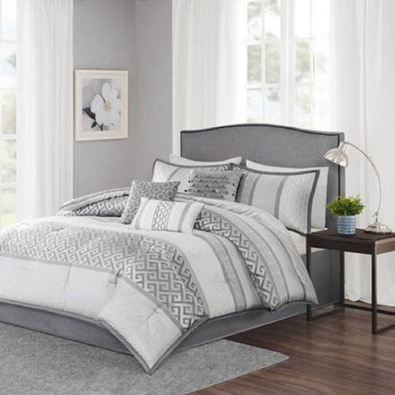 Gray Microfiber 7 Piece Comforter Set