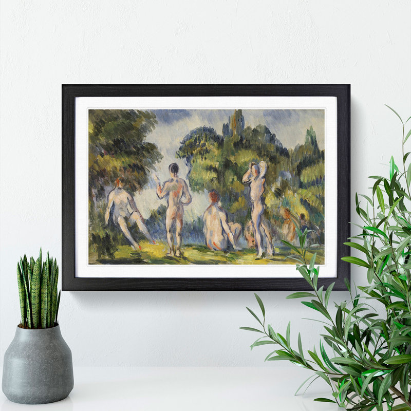 Bathers Vol.4 by Paul Cezanne - Picture Frame Painting, Black Framed, 36cm H x 48cm W x 2cm D