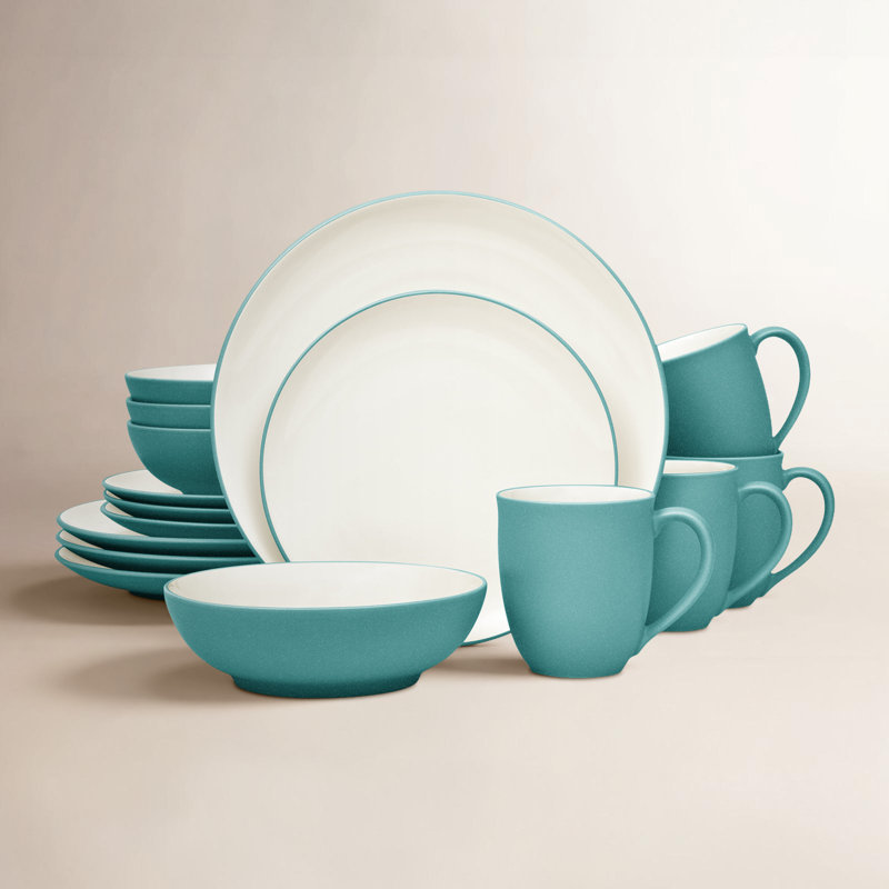 Noritake Colorwave 16-Piece Coupe Dinnerware Set, Service for 4, Turquoise