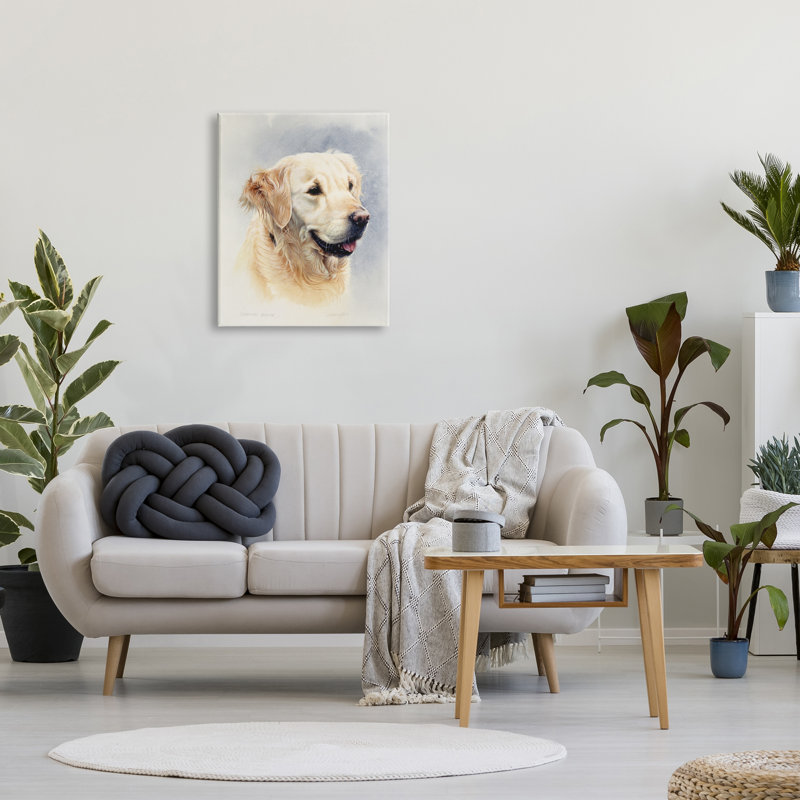 Golden Retriever, portrait souriant sur toile, H 30 po x l 24 po x P 1,5 po
