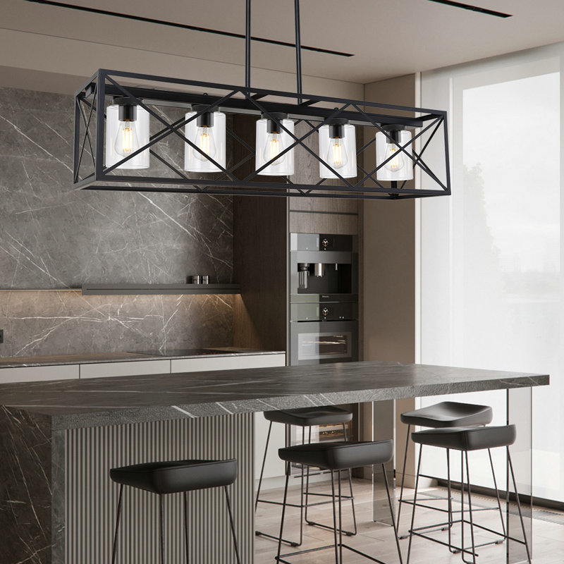 Seher 5 - Light Kitchen Island Pendant, Black, 5