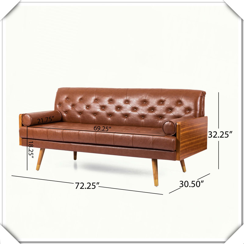Canapé capitonné Mid-Century moderne avec coussins décoratifs