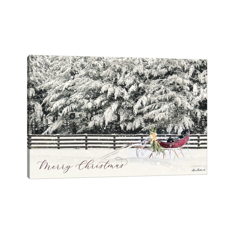 Merry Christmas Sleigh 1 Piece Wrapped Canvas Wall Art, 30.48 cm H x 45.72 cm W