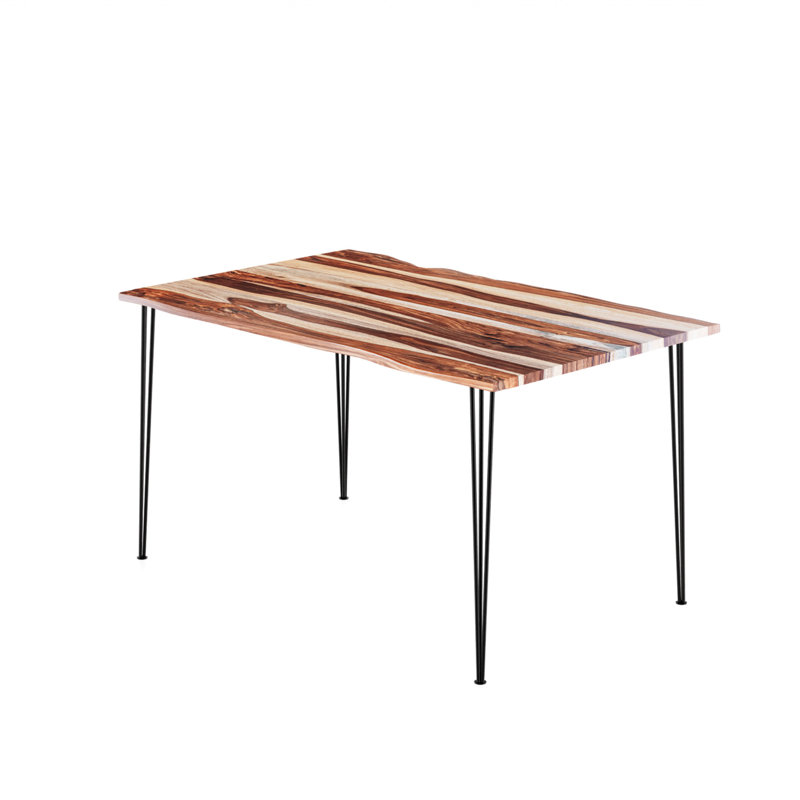 Table de salle à manger Genut, Noir / bois