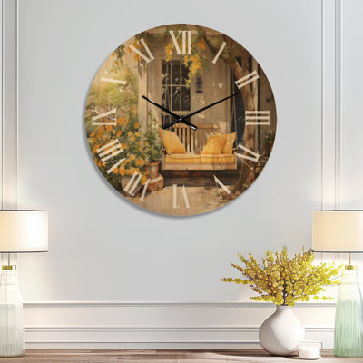 Horloge murale surdimensionnée en bois campagne Farmhouse Yellow Country Comfort III