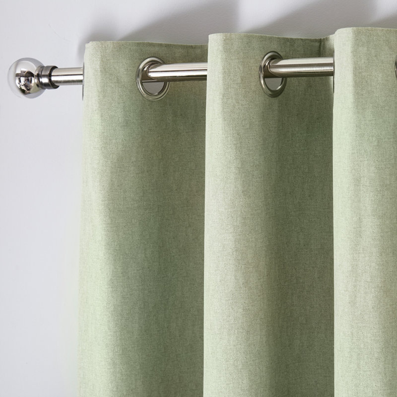 Cotton Blend Room Darkening Curtain Pair, Green, Width 117 x Drop 229 cm