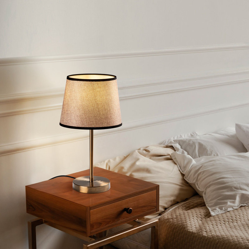 Antique Metal Table Lamp, 21 x 21 x 15.4 Inches | Fabric Cap Ø6.7-8.3 x 6.7 Inches, Base Ø5.1 x 0.8 Inches | 6.6 ft Cable with On/Off Switch, E27 Socket (Max 40W) | Elegant Lighting for Home & Office Decor
