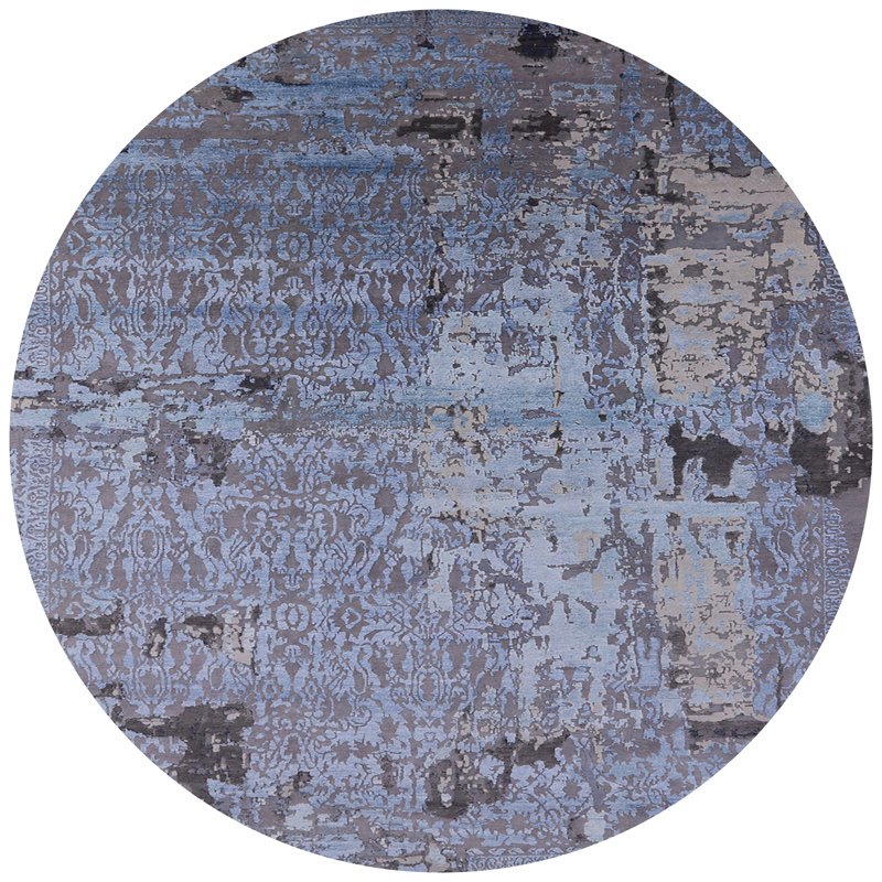 Tapis bleu / gris Burkittsville, Rond 4 pi