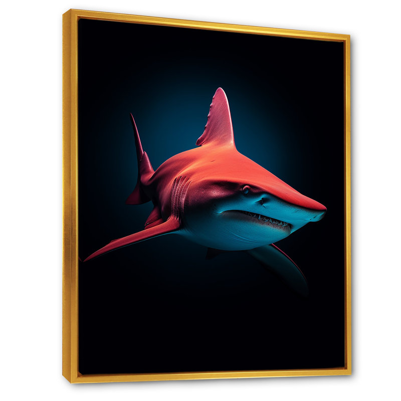 " Red Shark Photo Haven ", Gold Floater Framed, 40" H x 30" W x 1.5" D