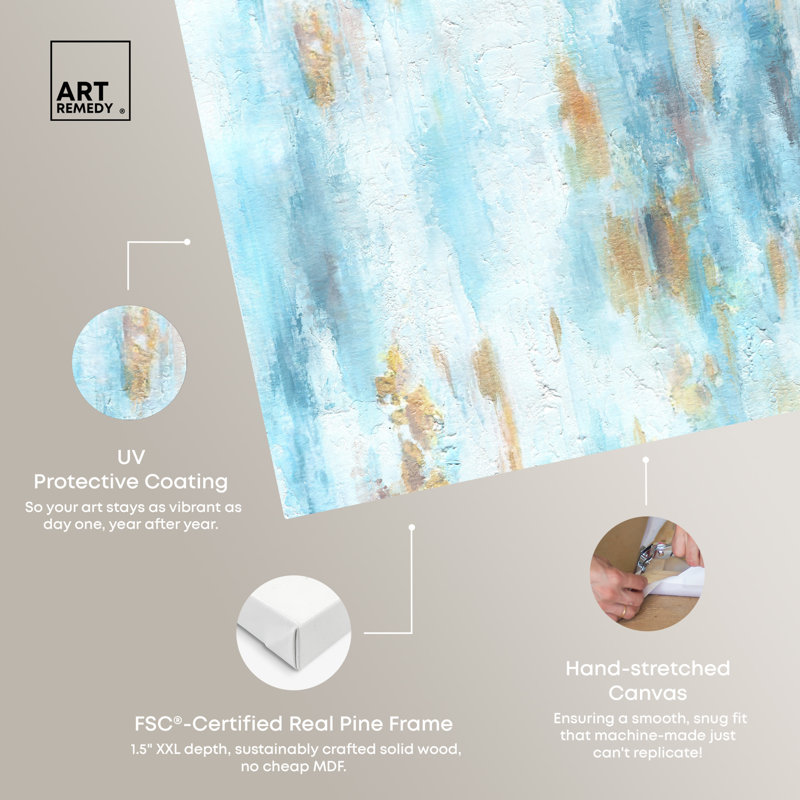 Gallery Wrapped Blue and Gold Abstract Canvas Wall Art, 24" x 36"