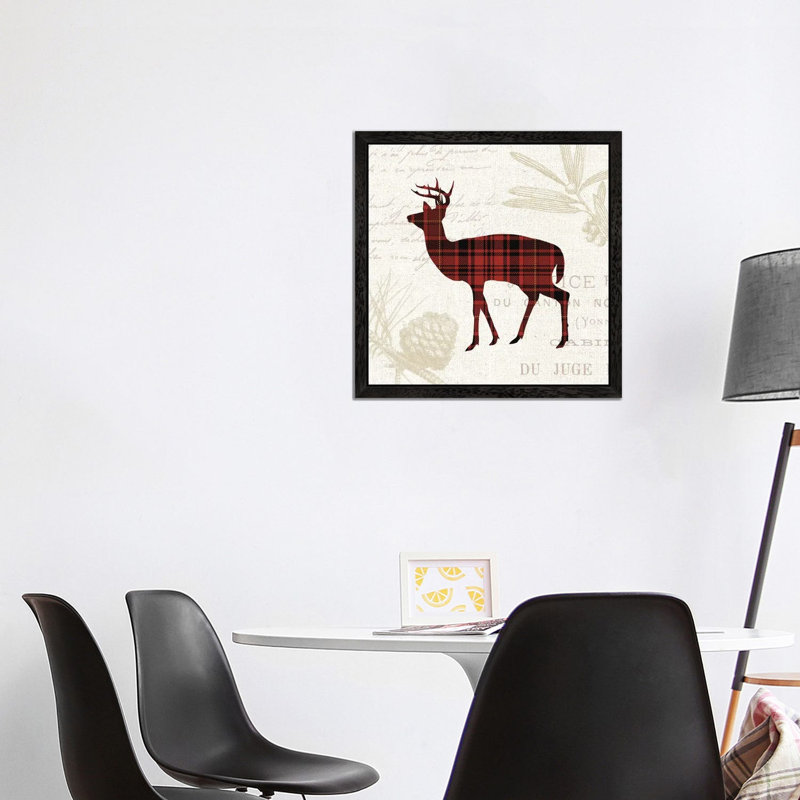 Plaid Lodge II by Wild Apple Portfolio - Floater Frame Print on Canvas, Black Framed