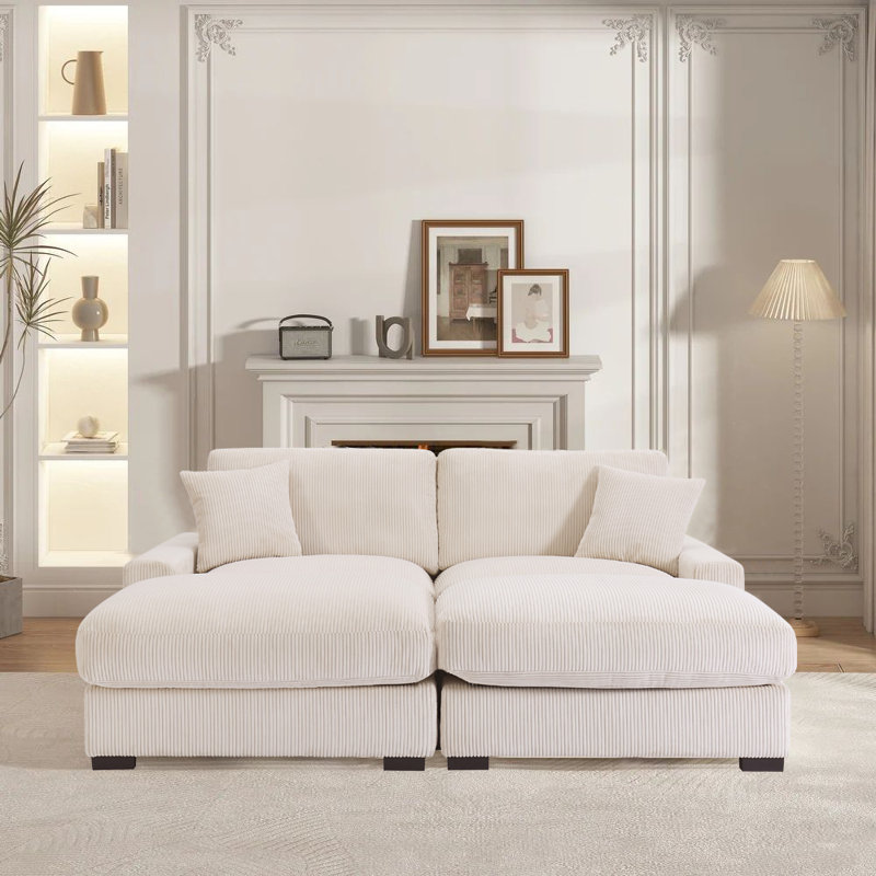 Modular Sectional Sofa, 4 Seater Oversized Sectional Sofa, With 2 Ottoman Bench And 2 Pillows, Modular Sectionals Sofa Couch For Living Room