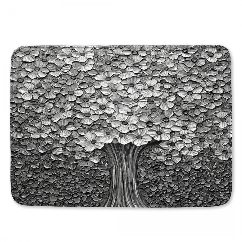 Tapis de bain arbre floral monochrome, L 34 po x L 21 po