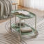 Chariot de rangement Moon de style nordique, chariot mobile, tablette double couche pour le salon, structure en forme de T, cuisine Internet en bois de hêtre, simple et sécuritaire,