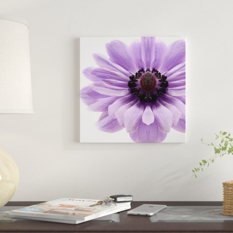 Impression sur toile pâle lilas anemone, H 12 po x l 12 po x P 1,5 po, Toile tendue, Pas de tapis