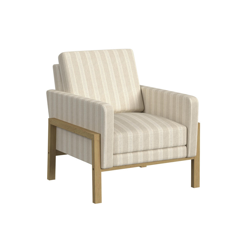 Chaise d'appoint Arlecia, Polyester rayé brun clair