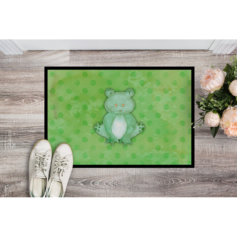Tapis de porte extérieur antidérapante pour aquarelle de grenouille Giles, H 0,2 po x l 36 po x P 24 po