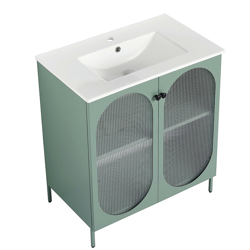 Meuble-lavabo autoportant de 30 po avec bol en céramique