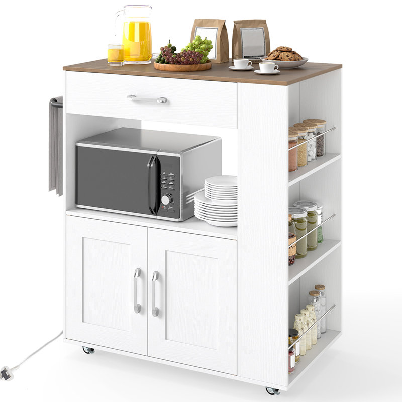 Wood Kitchen Cart, White