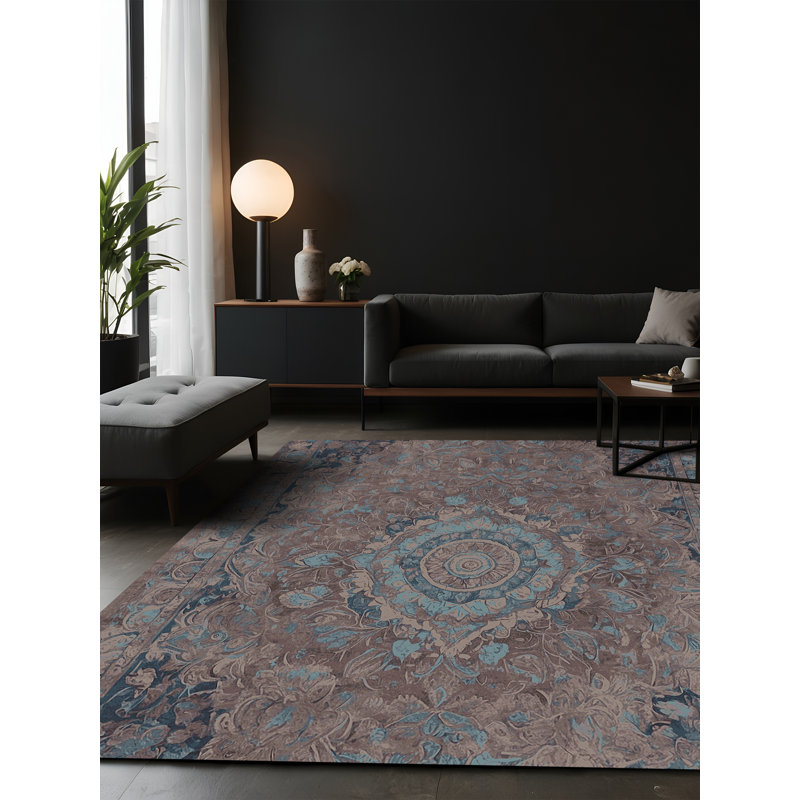 Tapis gris soyeux et moelleux, Carré 6 pi