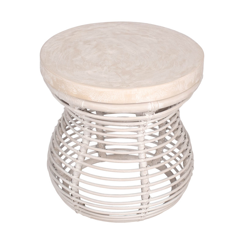 Lottie Rattan End Table, Beige