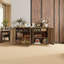 Buffet 65 "en chêne rustique avec faux panneaux en rotin - armoire de rangement multi-pièces pour le salon, le vestibule et la salle à manger-1605703211