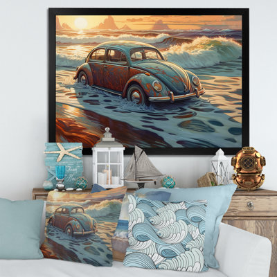 Impression sur toile de charme rétro vert et orange par Kazmije
