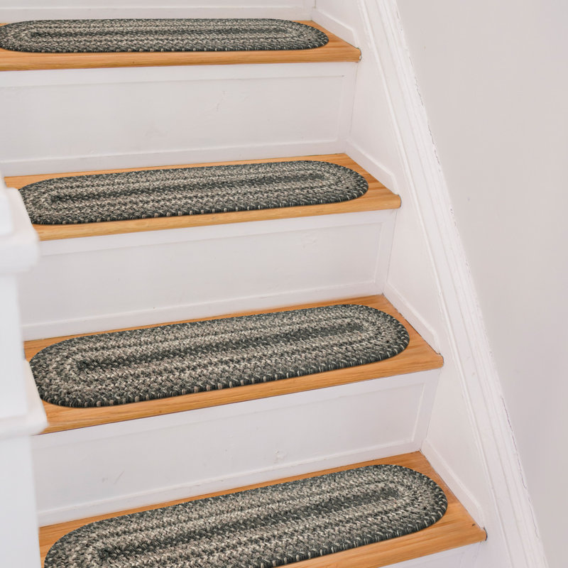 Tapis d'escalier d'intérieur tressé en jute de qualité supérieure - taille 8 po x 28 po, Silex gris, 13