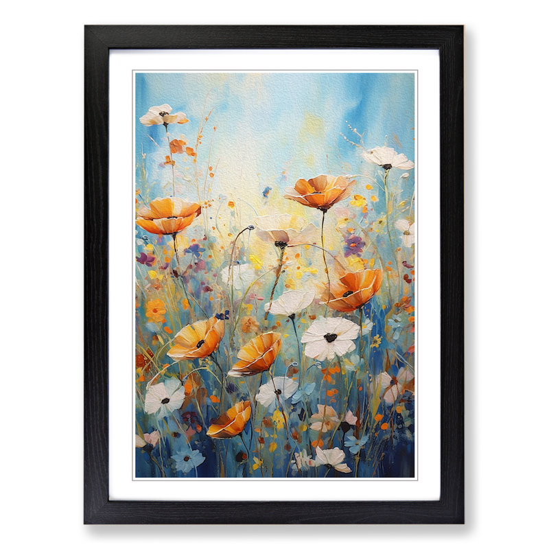 Wildflowers Expressionism Art - Framed Print, 34cm H x 25cm W, Black Framed