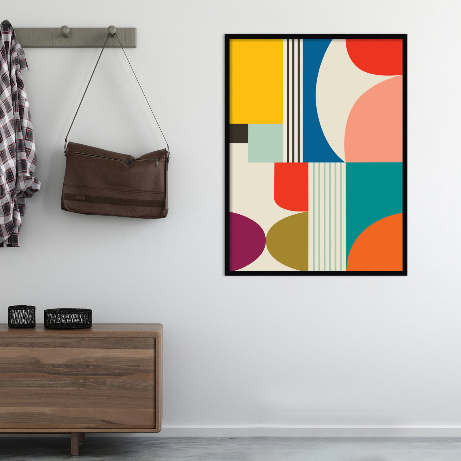 Mid Century Modern Pattern by Rachel Lee, Black, 41" H x 31" W x 1" D
