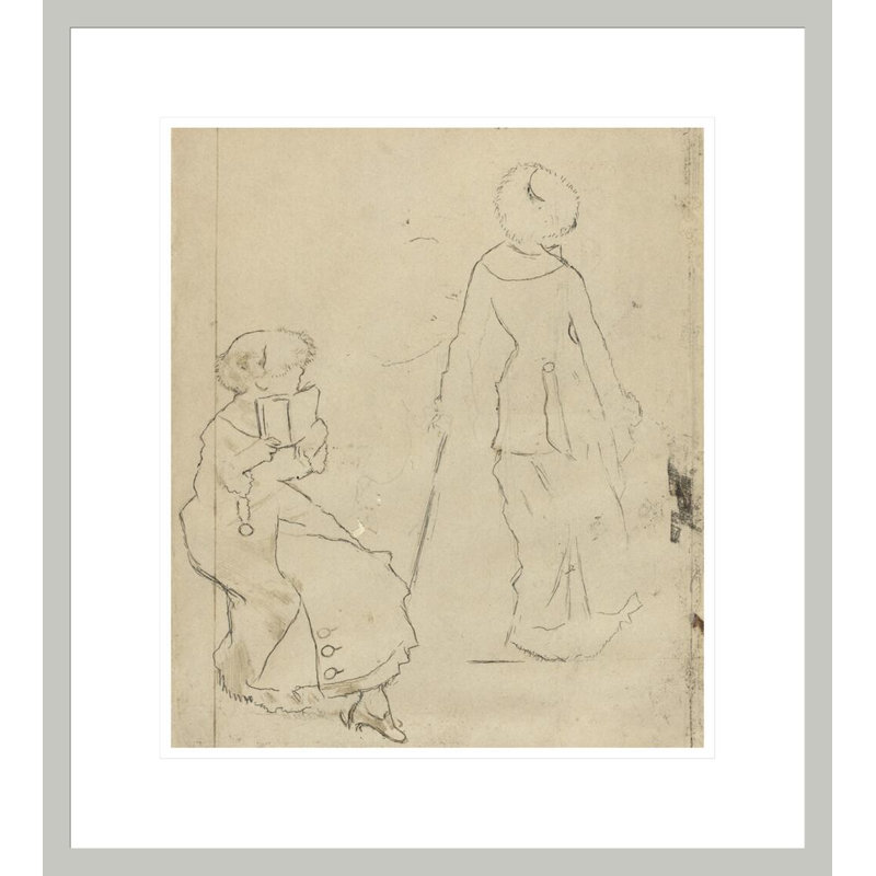 Étude pour Mary Cassatt au Louvre: The Etruscan Gallery "[verso]" par Edgar Degas - Impression Giclée encadrée