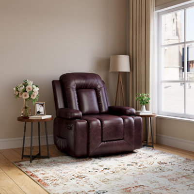 Fauteuil de levage électrique avec chaleur et massage, fauteuil inclinable électrique en cuir PU pour personnes âgées, fauteuil de levage réglable d'une capacité de 181 kg avec repose-pieds extensible, télécommande, rouge vin