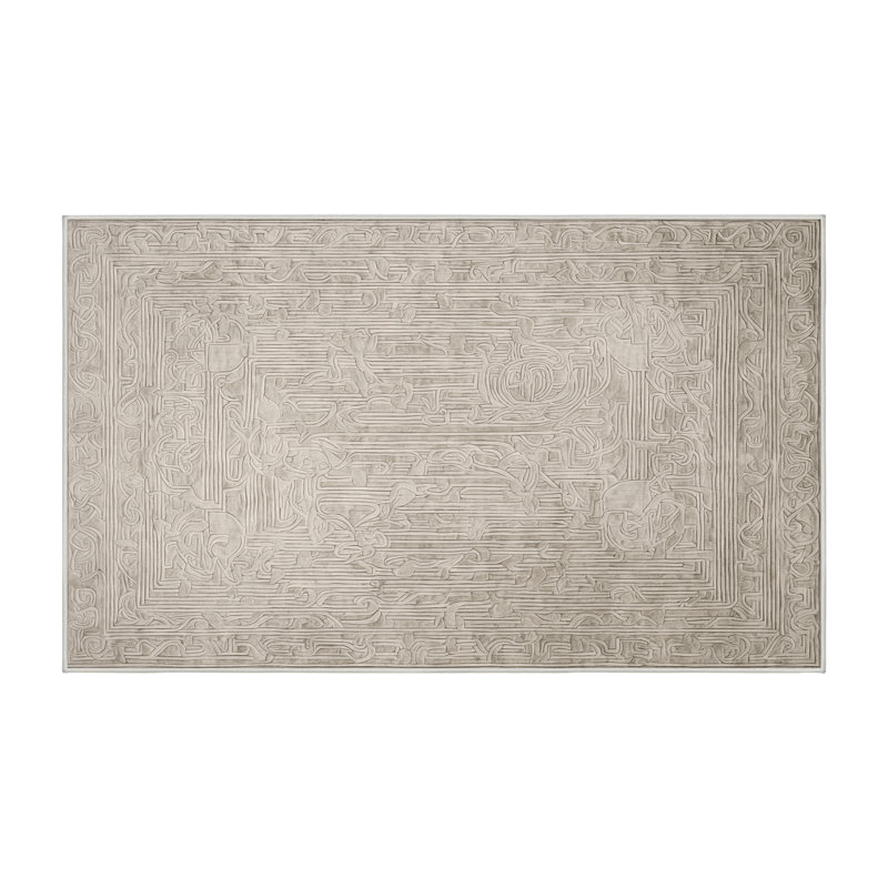 Machine Washable Beige Area Rug, Runner 2' x 4'
