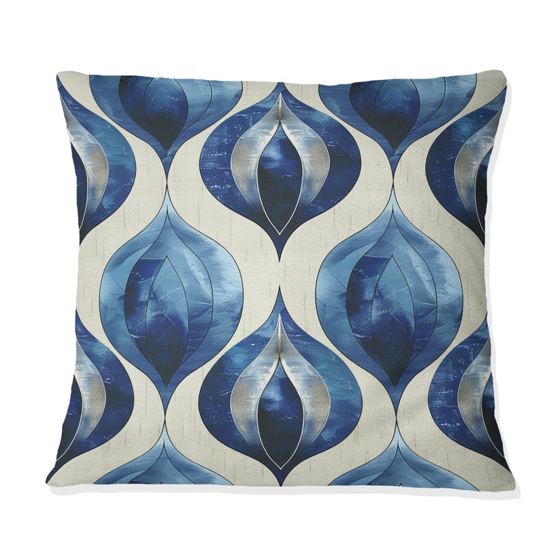 Coussin Blue Ogee, H 16 po x l 16 po