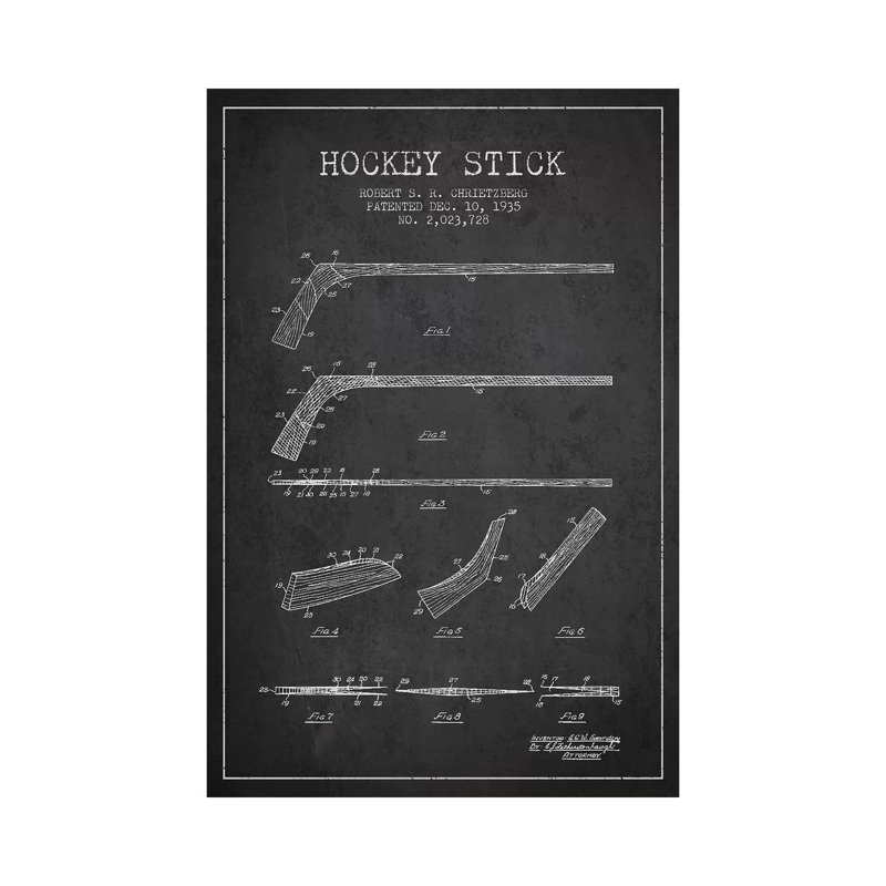 Bâton de hockey, brevet de charbon de bois, giclée sur toile tendue avec châssis