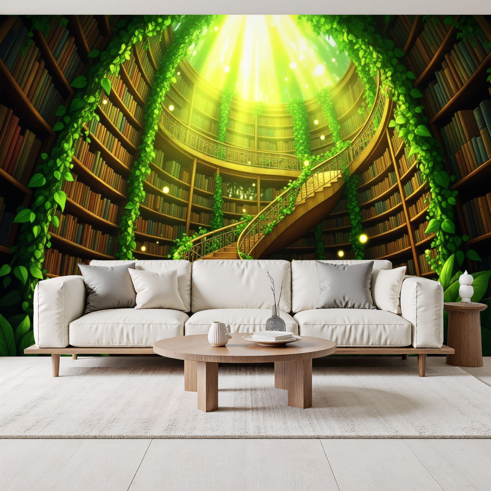 Red Barrel Studio Peel and Stick Wallpaper Library Spiral Staircase ...