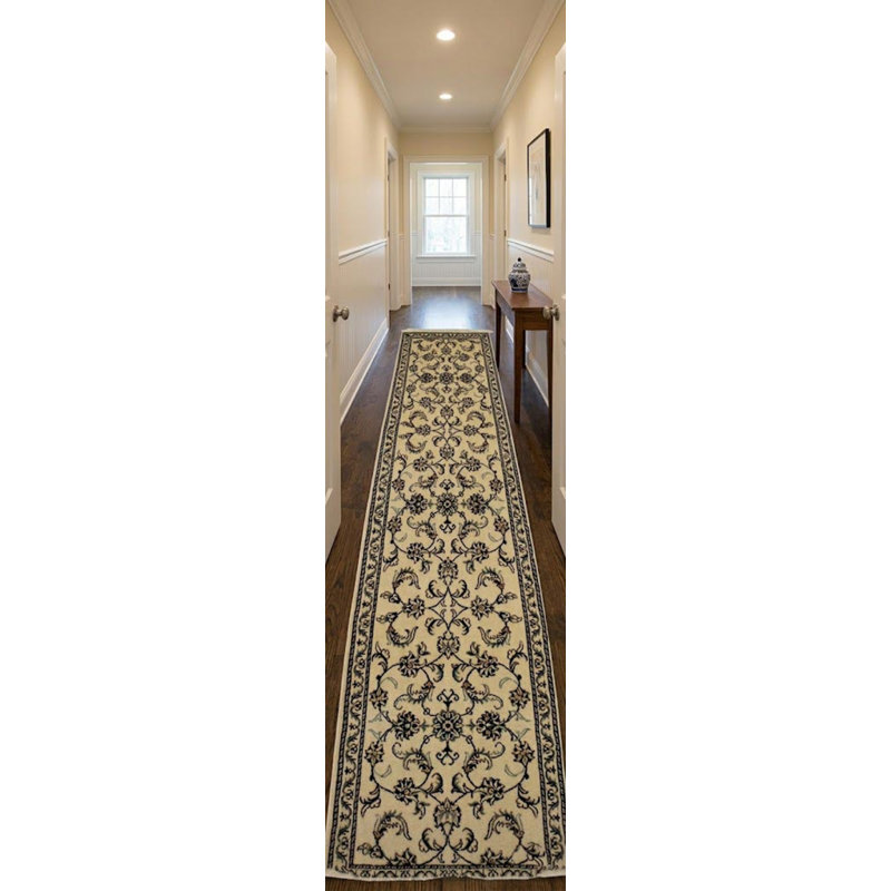 Tapis de laine en laine de couloir 2 pi 5 po x 9 pi 6 po one-of-kind-noué la à la main kashmar new age nain