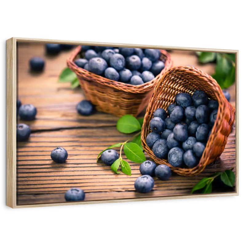 Bleuets, Cadre flottant en bois naturel, 40 po x 27 po