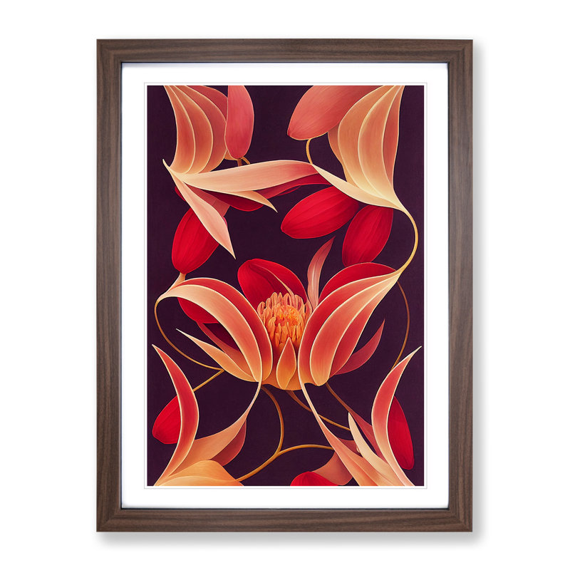Charming Flowers - Wall Art, 36cm H x 27cm W x 2cm D, Walnut Framed, White