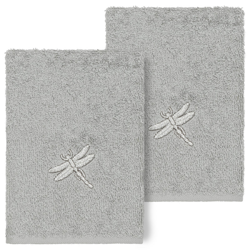 Braelyn 2 Washcloth  Towel Set Turkish Cotton Washcloth, Light Gray