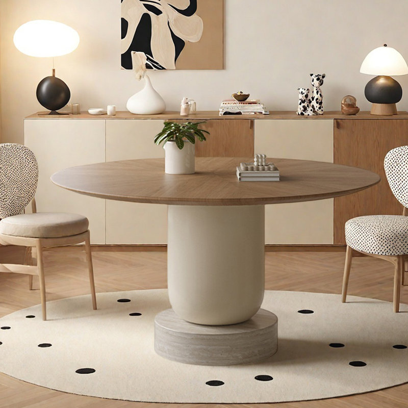 Creative High-end Durable Oak Tabletop Round Table, 29.52"H x 51.18"L x 51.18"W