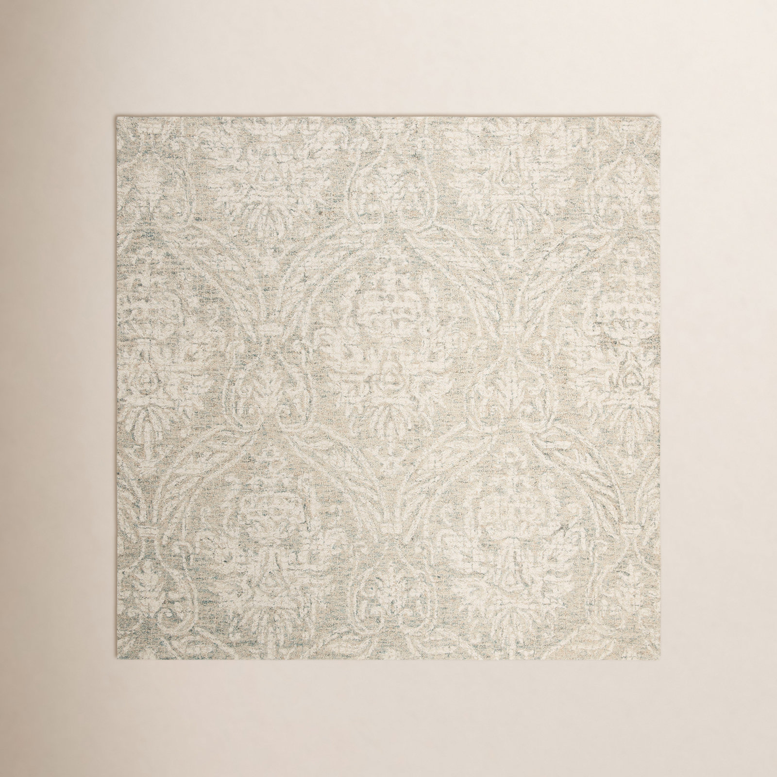 Rosemarie Gray Ivory Hand-Tufted Wool Rug, Square 6'