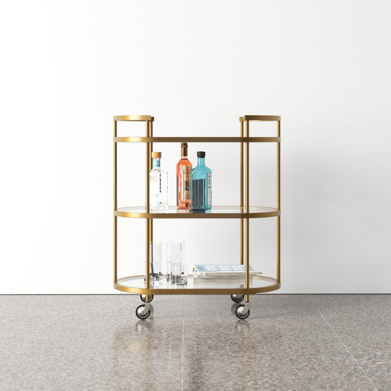 Rosario Metal Bar Cart, Brass