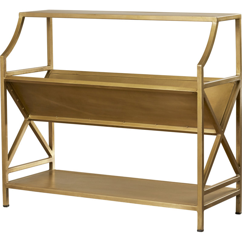 Keats Library 2 Tier 36"W Bookcase, Antique Gold